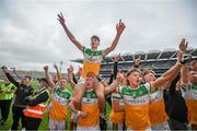 15 August 2021; Offaly players celebrates following the 2021 Eirgrid GAA Football All-Ireland U20 Championship Final match between Roscommon and Offaly at Croke Park in Dublin. Photo by Stephen McCarthy/Sportsfile