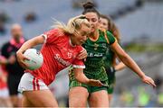 15 August 2021; Sadhbh O'Leary of Cork in action against Hannah Looney of Cork during the TG4 All-Ireland Senior Ladies Football Championship Semi-Final match between Cork and Meath at Croke Park in Dublin. Photo by Ray McManus/Sportsfile