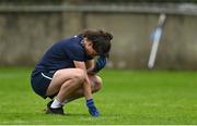 15 August 2021; Kildare goalkeeper Dervla McGinn reacts during the TG4 All-Ireland Senior Ladies Football Championship Semi-Final match between Kildare and Westmeath at Parnell Park in Dublin. Photo by Brendan Moran/Sportsfile