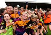 15 August 2021; Wexford players, including Loren Doyle, 2, celebrate after their side's victory in the TG4 All-Ireland Intermediate Ladies Football Championship Semi-Final match between Laois and Wexford at UPMC Nowlan Park in Kilkenny. Photo by Piaras Ó Mídheach/Sportsfile