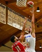 15 August 2021; Ygor Biordi of San Marino in action against Mohamed El Yettefti of Gibraltar during the FIBA Men’s European Championship for Small Countries day five match between San Marino and Gibraltar at National Basketball Arena in Tallaght, Dublin. Photo by Eóin Noonan/Sportsfile