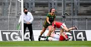 15 August 2021; Emma Duggan of Meath celebrates after scoring her side's second goal late in normal time, resulting in the game going to extra-time, during the TG4 All-Ireland Senior Ladies Football Championship Semi-Final match between Cork and Meath at Croke Park in Dublin. Photo by Stephen McCarthy/Sportsfile