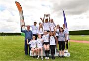 15 August 2021; The Kildare County team celebrate with the cup after the Irish Life Health National League Final at Tullamore Harriers Stadium in Tullamore, Offaly. Photo by Sam Barnes/Sportsfile