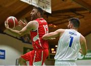 15 August 2021; Miguel Ortega of Gibraltar in action against Ygor Biordi of San Marino during the FIBA Men’s European Championship for Small Countries day five match between San Marino and Gibraltar at National Basketball Arena in Tallaght, Dublin. Photo by Eóin Noonan/Sportsfile