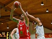 15 August 2021; Lucas Perez of Gibraltar in action against Marko Micevic of San Marino during the FIBA Men’s European Championship for Small Countries day five match between San Marino and Gibraltar at National Basketball Arena in Tallaght, Dublin. Photo by Eóin Noonan/Sportsfile