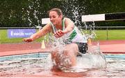 15 August 2021; Melanie Dickenson Hearns of Raheny Shamrocks AC, Dublin, competes in the Women's 3000m Steeplechase  during the Irish Life Health National League Final at Tullamore Harriers Stadium in Tullamore, Offaly. Photo by Sam Barnes/Sportsfile