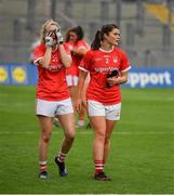 15 August 2021; Eimear Kiely and Marie Ambrose of Cork, right, after the TG4 All-Ireland Senior Ladies Football Championship Semi-Final match between Cork and Meath at Croke Park in Dublin. Photo by Ray McManus/Sportsfile
