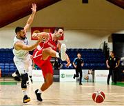 15 August 2021; Sam Buxton of Gibraltar in action against Davide Macina of San Marino during the FIBA Men’s European Championship for Small Countries day five match between San Marino and Gibraltar at National Basketball Arena in Tallaght, Dublin. Photo by Eóin Noonan/Sportsfile
