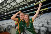 15 August 2021; Mary Kate Lynch of Meath and Emily Davies celebrate following the TG4 All-Ireland Senior Ladies Football Championship Semi-Final match between Cork and Meath at Croke Park in Dublin. Photo by Stephen McCarthy/Sportsfile