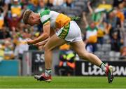 15 August 2021; Jack Bryant of Offaly celebrates after he scored a goal, in the 50th minute, during  the 2021 Eirgrid GAA Football All-Ireland U20 Championship Final match between Roscommon and Offaly at Croke Park in Dublin. Photo by Ray McManus/Sportsfile