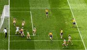 15 August 2021; Jason Doory of Roscommon has an attempt on goal during the 2021 Eirgrid GAA Football All-Ireland U20 Championship Final match between Roscommon and Offaly at Croke Park in Dublin. Photo by Stephen McCarthy/Sportsfile