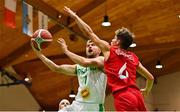 15 August 2021; Sean Flood of Ireland in action against Alec Felice Pace of Malta during the FIBA Men’s European Championship for Small Countries day five match between Ireland and Malta at National Basketball Arena in Tallaght, Dublin. Photo by Eóin Noonan/Sportsfile