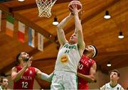 15 August 2021; John Carroll of Ireland in action against Tevin Falzon of Malta during the FIBA Men’s European Championship for Small Countries day five match between Ireland and Malta at National Basketball Arena in Tallaght, Dublin. Photo by Eóin Noonan/Sportsfile