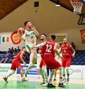 15 August 2021; Jordan Blount of Ireland scores a basket during the FIBA Men’s European Championship for Small Countries day five match between Ireland and Malta at National Basketball Arena in Tallaght, Dublin. Photo by Eóin Noonan/Sportsfile