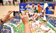 15 August 2021; Ireland players Jordan Blount, left, and Jason Killeen after the FIBA Men’s European Championship for Small Countries day five match between Ireland and Malta at National Basketball Arena in Tallaght, Dublin. Photo by Eóin Noonan/Sportsfile