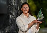 16 August 2021; Aimee Mackin of Armagh is pictured with The Croke Park/LGFA Player of the Month award for July, at The Croke Park in Jones Road, Dublin. Aimee scored 4-28 during Armagh’s four matches in the 2021 TG4 All-Ireland Ladies Senior Football Championship, including a combined 3-22 against Monaghan, Cavan and Mayo in July. The 2020 Senior Players’ Player of the Year currently leads the race for the inaugural ZuCar Golden Boot award. Photo by Eóin Noonan/Sportsfile
