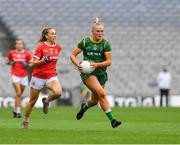 15 August 2021; Vikki Wall of Meath in action against Ashling Hutchings of Cork during the TG4 All-Ireland Senior Ladies Football Championship Semi-Final match between Cork and Meath at Croke Park in Dublin. Photo by Ray McManus/Sportsfile