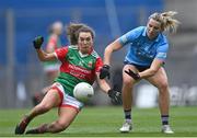 14 August 2021; Niamh Kelly of Mayo in action against Jennifer Dunne of Dublin during the TG4 Ladies Football All-Ireland Championship semi-final match between Dublin and Mayo at Croke Park in Dublin. Photo by Piaras Ó Mídheach/Sportsfile