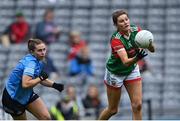 14 August 2021; Grace Kelly of Mayo in action against Martha Byrne of Dublin during the TG4 Ladies Football All-Ireland Championship semi-final match between Dublin and Mayo at Croke Park in Dublin. Photo by Piaras Ó Mídheach/Sportsfile