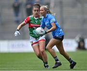 14 August 2021; Caoimhe O'Connor of Dublin in action against Kathryn Sullivan of Mayo during the TG4 Ladies Football All-Ireland Championship semi-final match between Dublin and Mayo at Croke Park in Dublin. Photo by Piaras Ó Mídheach/Sportsfile