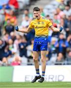 15 August 2021; Adam McDermott of Roscommon celebrates after scoring his side's goal during the 2021 Eirgrid GAA Football All-Ireland U20 Championship Final match between Roscommon and Offaly at Croke Park in Dublin. Photo by Stephen McCarthy/Sportsfile