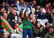 14 August 2021; A Mayo supporter during the GAA Football All-Ireland Senior Championship semi-final match between Dublin and Mayo at Croke Park in Dublin. Photo by Piaras Ó Mídheach/Sportsfile
