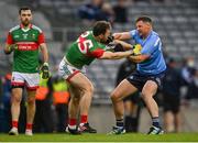 14 August 2021; Philip McMahon of Dublin tussles with Darren Coen of Mayo during the GAA Football All-Ireland Senior Championship semi-final match between Dublin and Mayo at Croke Park in Dublin. Photo by Piaras Ó Mídheach/Sportsfile