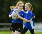 18 August 2021; Lorna King, age 10, in action during the Bank of Ireland Leinster Rugby Summer Camp at DLSP RFC in Kilternan, Dublin. Photo by Matt Browne/Sportsfile