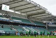 18 August 2021; Shamrock Rovers players warm up before a Shamrock Rovers training session at A. Le Coq Arena in Tallinn, Estonia. Photo by Eóin Noonan/Sportsfile