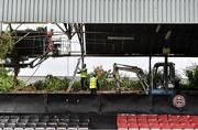 17 August 2021; A general view of demolition work taking place at Dalymount Park in Dublin, home of Bohemians FC, as the Des Kelly Stand is taken down in preparation for the redevelopment of the stadium. Photo by Sam Barnes/Sportsfile