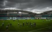 19 August 2021; Shamrock Rovers players warm up before the UEFA Europa Conference League play-off first leg match between Flora Tallinn and Shamrock Rovers at A. Le Coq Arena in Tallinn, Estonia Photo by Eóin Noonan/Sportsfile