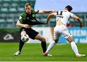 19 August 2021; Sean Hoare of Shamrock Rovers in action against Rauno Sappinen of Flora Tallinn during the UEFA Europa Conference League play-off first leg match between Flora Tallinn and Shamrock Rovers at A. Le Coq Arena in Tallinn, Estonia Photo by Eóin Noonan/Sportsfile