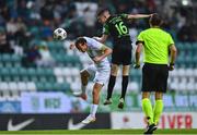 19 August 2021; Gary O'Neill of Shamrock Rovers in action against Konstantin Vassiljev of Flora Tallinn during the UEFA Europa Conference League play-off first leg match between Flora Tallinn and Shamrock Rovers at A. Le Coq Arena in Tallinn, Estonia Photo by Eóin Noonan/Sportsfile