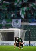 19 August 2021; Graham Burke of Shamrock Rovers reacts at the final whistle after the UEFA Europa Conference League play-off first leg match between Flora Tallinn and Shamrock Rovers at A. Le Coq Arena in Tallinn, Estonia Photo by Eóin Noonan/Sportsfile