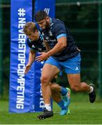 19 August 2021; Vakh Abdaladze, right, and Josh van der Flier during Leinster Rugby squad training at UCD in Dublin. Photo by Brendan Moran/Sportsfile