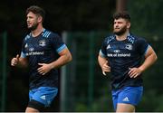 19 August 2021; Caelan Doris, left, and Michael Milne during Leinster Rugby squad training at UCD in Dublin. Photo by Brendan Moran/Sportsfile