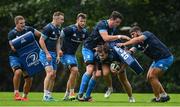 19 August 2021; Leinster players, from left, Scott Penny, Nick McCarthy, Caelan Doris, James Ryan, Conor O'Brien, and Vakh Abdaladze during Leinster Rugby squad training at UCD in Dublin. Photo by Brendan Moran/Sportsfile