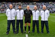 14 August 2021; Referee Conor Lane and his umpires before the GAA Football All-Ireland Senior Championship semi-final match between Dublin and Mayo at Croke Park in Dublin. Photo by Ray McManus/Sportsfile