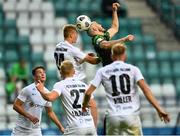 19 August 2021; Joey O'Brien of Shamrock Rovers in action against Henrik Pürg of Flora Tallinn during the UEFA Europa Conference League play-off first leg match between Flora Tallinn and Shamrock Rovers at A. Le Coq Arena in Tallinn, Estonia Photo by Eóin Noonan/Sportsfile