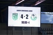 19 August 2021; A view of the scoreboard after the UEFA Europa Conference League play-off first leg match between Flora Tallinn and Shamrock Rovers at A. Le Coq Arena in Tallinn, Estonia Photo by Eóin Noonan/Sportsfile
