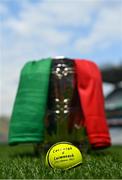 20 August 2021; The Liam MacCarthy Cup with a Limerick and Cork jersey and a match day sliotar before the GAA Hurling All-Ireland Senior Championship Final at Croke Park in Dublin. Photo by Brendan Moran/Sportsfile