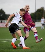 20 August 2021; Daniel Cleary of Dundalk in action against Mark Doyle of Drogheda United during the SSE Airtricity League Premier Division match between Dundalk and Drogheda United at Oriel Park in Dundalk, Louth. Photo by Stephen McCarthy/Sportsfile