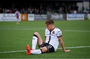 20 August 2021; Daniel Cleary of Dundalk awaits medical attention during the SSE Airtricity League Premier Division match between Dundalk and Drogheda United at Oriel Park in Dundalk, Louth. Photo by Stephen McCarthy/Sportsfile