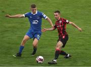 20 August 2021; Dean Williams of Longford Town in action against Cameron Evans of Waterford during the SSE Airtricity League Premier Division match between Waterford and Longford Town at RSC in Waterford. Photo by Michael P Ryan/Sportsfile