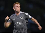 20 August 2021; Alec Byrne of Cork City celebrates scoring his side's second goal during the SSE Airtricity League First Division match between Cabinteely and Cork City at Stradbrook in Dublin. Photo by Piaras Ó Mídheach/Sportsfile