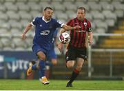 20 August 2021; Shane Griffin of Waterford in action against Dean Zambra of Longford Town during the SSE Airtricity League Premier Division match between Waterford and Longford Town at RSC in Waterford. Photo by Michael P Ryan/Sportsfile