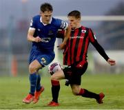 20 August 2021; Paddy Kirk of Longford Town in action against John Martin of Waterford during the SSE Airtricity League Premier Division match between Waterford and Longford Town at RSC in Waterford. Photo by Michael P Ryan/Sportsfile