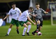 20 August 2021; Cian Bargary of Cork City in action against Eoin Massey of Cabinteely during the SSE Airtricity League First Division match between Cabinteely and Cork City at Stradbrook in Dublin. Photo by Piaras Ó Mídheach/Sportsfile
