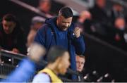 20 August 2021; Suspended Drogheda United manager Tim Clancy celebrates at the final whistle of the SSE Airtricity League Premier Division match between Dundalk and Drogheda United at Oriel Park in Dundalk, Louth. Photo by Stephen McCarthy/Sportsfile