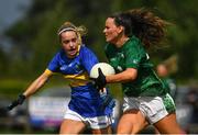 21 August 2021; Amy Ryan of Limerick in action against Sarah Jane Winders of Wicklow during the TG4 All-Ireland Ladies Football Junior Championship Semi-Final match between Wicklow and Limerick at Joe Foxe Memorial Park, Tang GAA Club in Westmeath. Photo by Ray McManus/Sportsfile